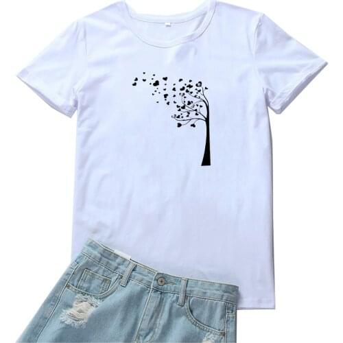 Heart Is on The Tree Women T-shirt Fly Away with The Wind Tshirt Women Cotton O-neck Tee Shirt Femme Casual Funny Women T Shirt