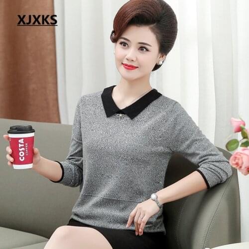 XJXKS 2020 autumn winter new women wool sweater pullover loose plus size comfortable casual women knitted sweater