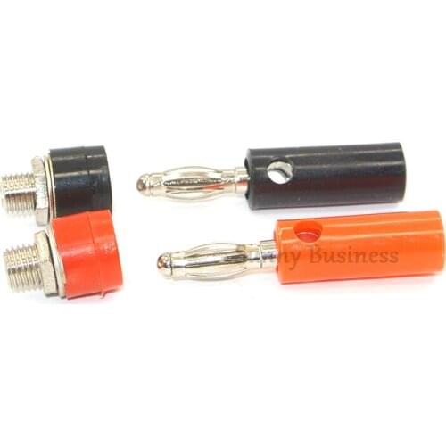 10pcs Audio Speaker Banana Plug Screw + Socket Connector Kits 4mm Jack Panel Terminal Red+Black Audio Speaker Connectors DIY