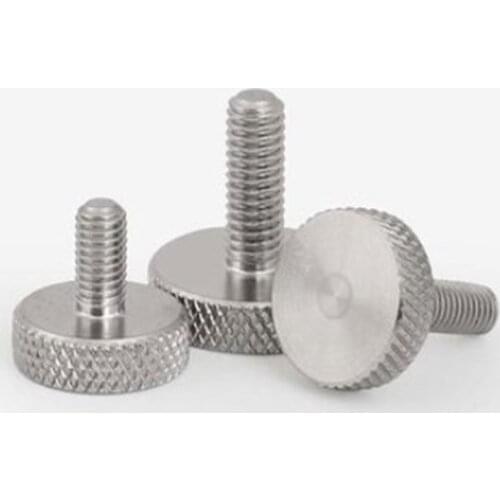 10pcs M3 m4 m5 M6 m8*6/8/10/12/14/16/20/25/30 GB835 304 stainless steel Knurling Flat Head Thumb Screw Hand Tighten Screws