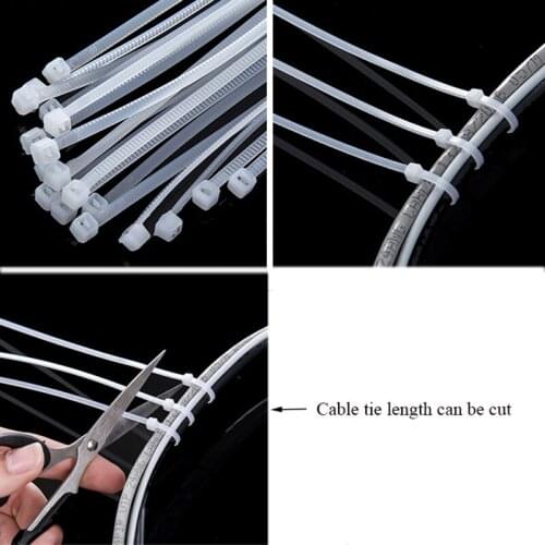 100pcs New Ties Black White Back Strap Ribbon Self Stuck Cable Tie durable Wrap ZipTies Packed Organize tie the wiring harness