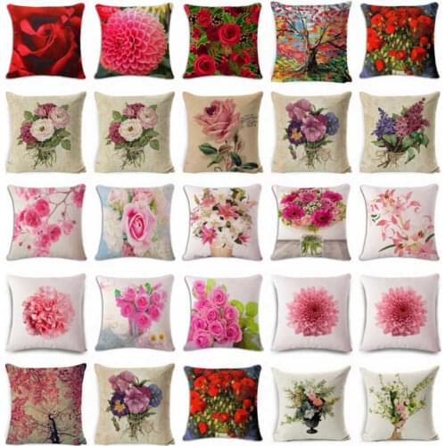 18" Spring Flower Pillow Case Square Cover Sofa Waist Cushion Covers Home Decor