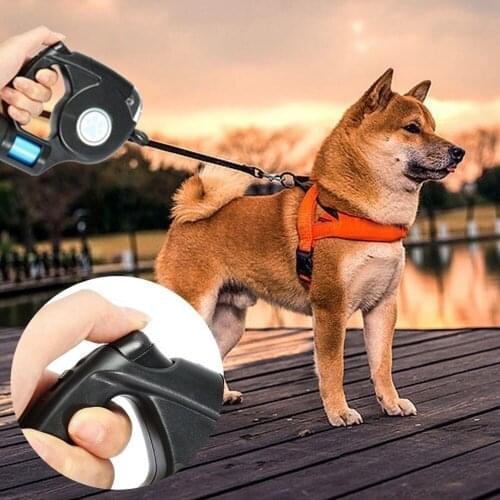 3-in-1 And 4.5M LED Flashlight Extendable Retractable Pet Dog Leash Automatic Flexible Traction Rope Belt Lead with Garbage Bags