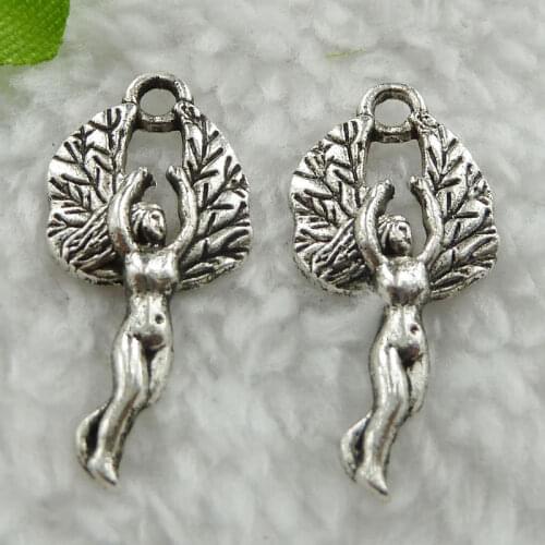 300 pieces antique silver angel charms 27x13mm #407