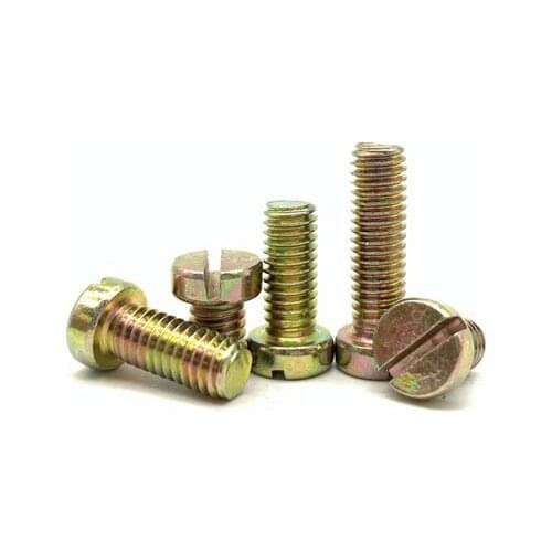 50pcs M2.5 Slotted cylinderical head screws one word cup headed screw mechanical carbon steel bolt color zinc GB65 4mm-20mm long