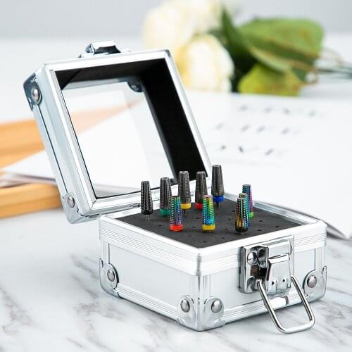 25 Slots Aluminum Nail Art Grinding Head Bit Holder Displaying Storage Box Nail Drill Bits Container Stand Display Rack