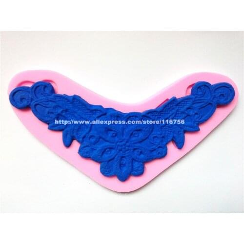 Free Shipping Lace Shaped Silicone Mold Cake Decoration Fondant Cake 3D Food Grade Silicone Mould 081