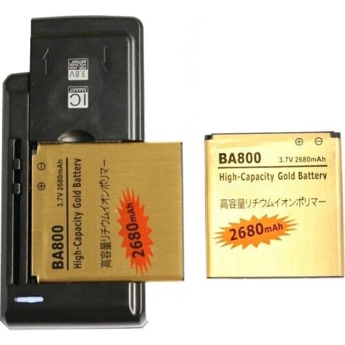 Ciszean 2x 2680mAh BA800 Gold Replacement Battery + Universal Charger For V S Nozomi ARC HD LT26i LT26 LT25i AB-0400