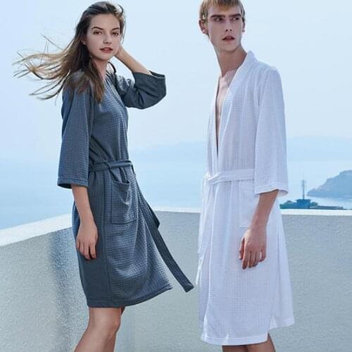 Summer Lovers Nightgown Morning Gown Thin Women Beach Bathrobe Men Loose Large Size Long Sleeprobe Sexy Robe Dressing Gown