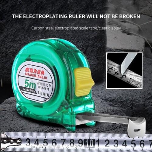 5 Meters 10 Meters 7.5 Meters 3 Meters Steel Tape Measure Wear-Resistant Box Ruler High Precision Green Transparent Ruler