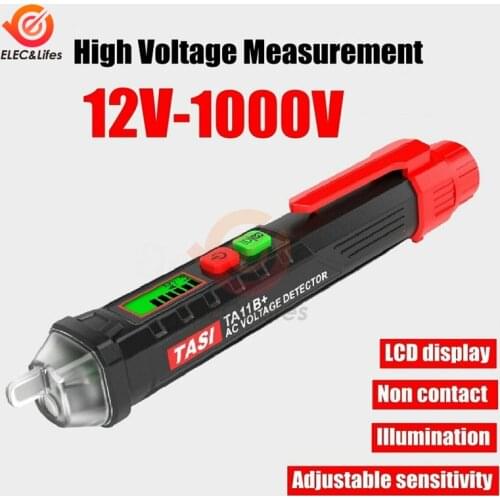 12V-1000V AC Voltage Test Pencil LCD Digital Multi-function Non-Contact Induction Test Pencil Voltage Detector 50Hz/60Hz