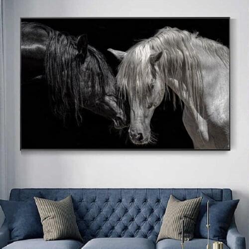 Africa Animals Black White Horse Canvas Paintings Posters and Prints Wall Art Picture for Living Room Home Decoration