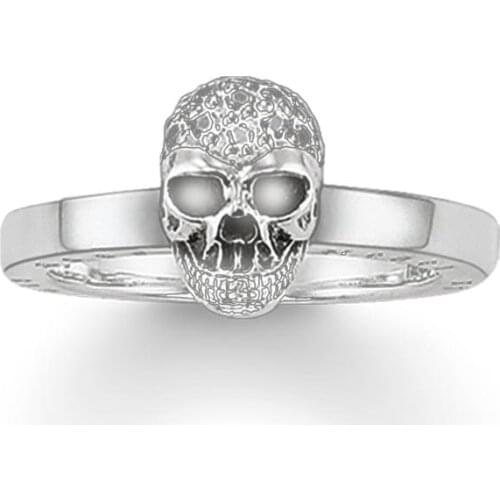 Classic Openable White Paved Skull Rings, Fashion Thomas Style Ring Skeleton 925 Sterling Silver Ts Jewelry Gift for Women Men