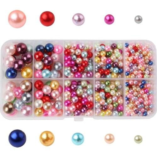 1000x Round Pearlescent Faux Pearl Beads DIY Jewelry Making Findings Mixed