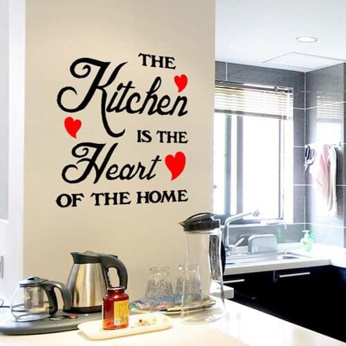 The Kitchen Is The Heart of The Home Wall Sticker Removable DIY Letter Sticker Vinyl Wall Decals Kitchen Accessories Room Decor