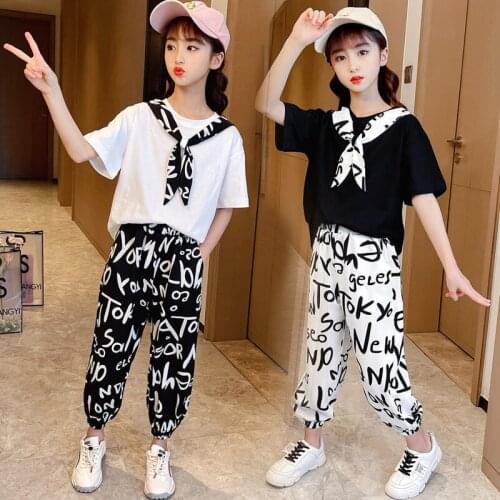 Summer Girls' Casual Suit 2021 New Childrens Korean Version Of Girls Casual Big Childrens Korean Version Of two-Piece Suit
