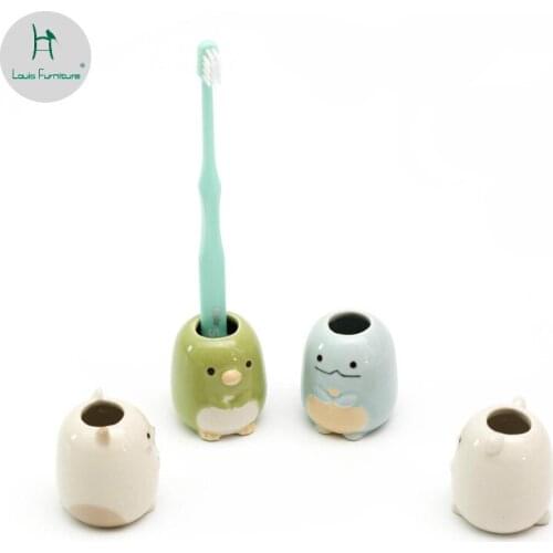 Louis fashion Creative toothbrush rack cute ceramic toothbrush holder set animal seat couple set teeth base rack home of three
