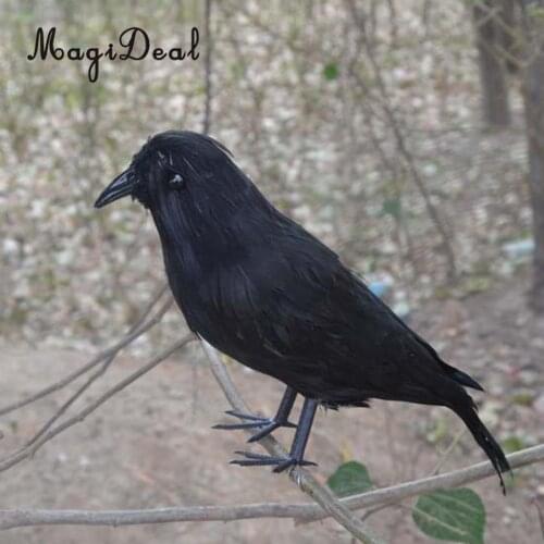 MagiDeal 6pcs Halloween Stuffed Feather Crow Bird Black Ravens Fancy Dress Prop Decor Home Decorations Ornament Figurines