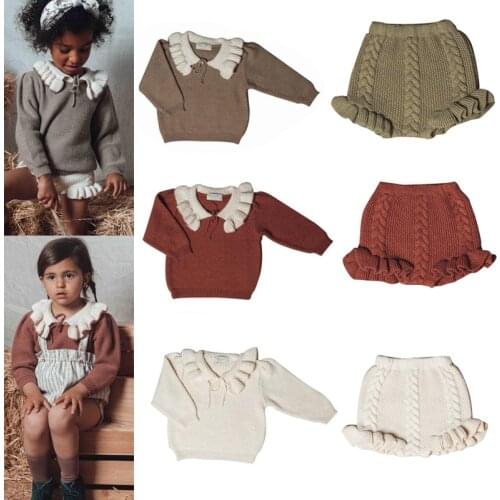 Cute Toddler Girls Shirt and Shorts Clothes 2021 Spring Summer Designer Retro Baby Tops Blouse Bud Short Sisters Matching Suit