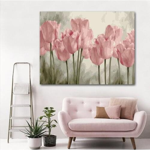DIY painting by numbers pink rose creative adult hand-painted living room bedroom decoration painting