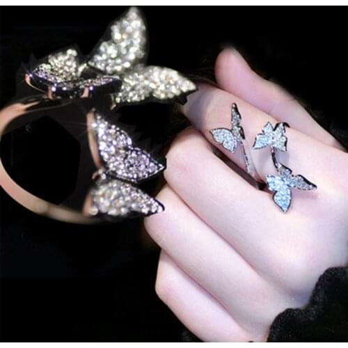 2020 New Fashion Opening Adjustable Bow Ring Zircon Stone Ring Ladies Wedding Party Ring Jewelry