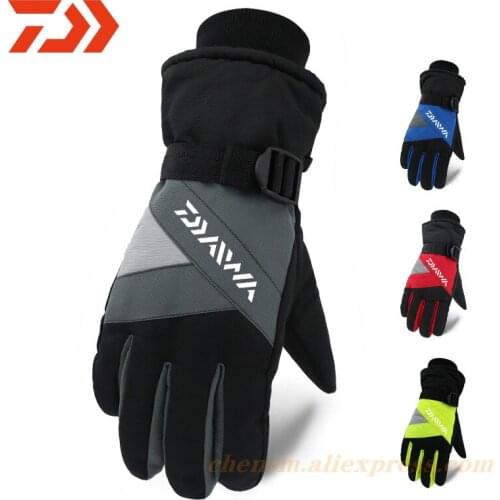 Dawa New Winter Ski Gloves Men Outdoor Plus Thick Velvet Snowboard Motorcycle Riding Windproof Waterproof Fishing Gloves