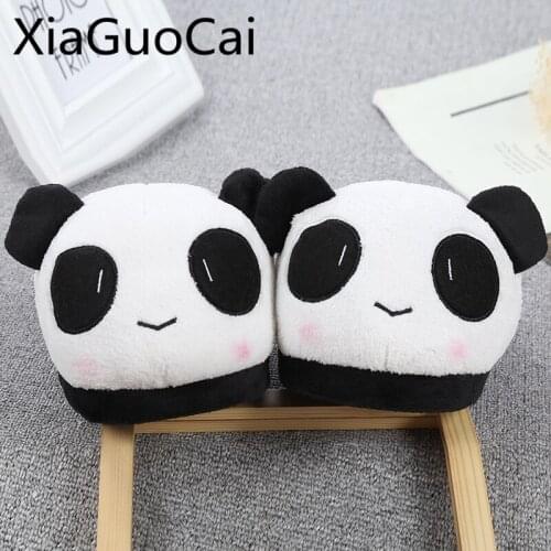 Wholesale Lovely Panda Women Winter Slippers Warm Unisex Cotton Home Slippers Household Massage Cartoon Warm Flat Slippers