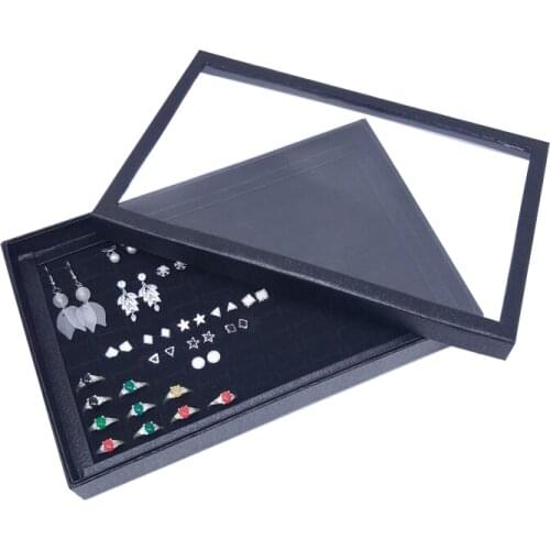 Organizer Jewellery Display Storage Box Square Tray Show Case Organiser Earring Holder Jewelry Ring Display Storage Box Earring