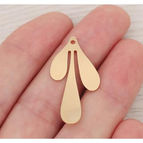 10pcs/lot Genuine Gold Plating Leaf Irregularity Earrings Charms For DIY Earring Jewelry Making Findings Accessories 35x18mm