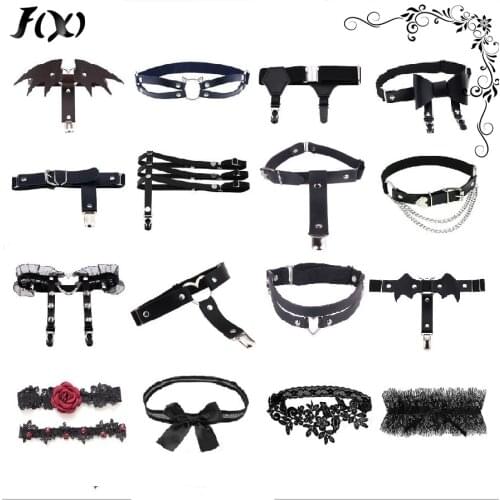 Newest Womens Sexy Elasticity Harness Heart Leg Chain Garter Belts Cosplay Spike High Quality Elastic Thigh Ring Garter