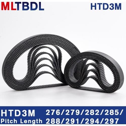 HTD 3M Timing Belt 276/279/282/285/288/291/294/297mm 6/9/10/15mm Width RubbeToothed Belt Closed Loop Synchronous Belt pitch 3mm