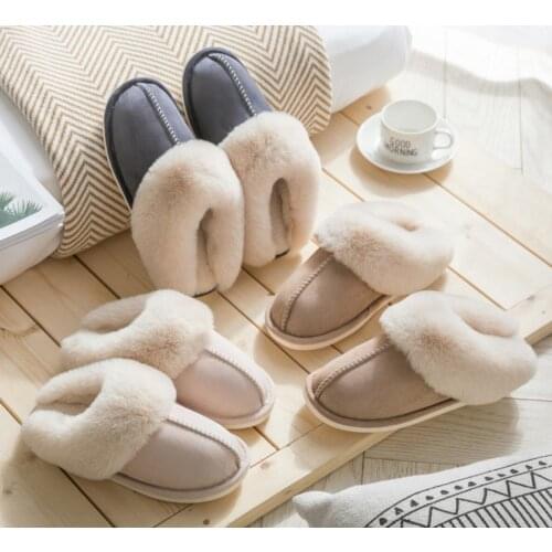 Luxury cotton slippers plush home autumn and winter hot style couples warm women non-slip cotton shoes ladies slippers