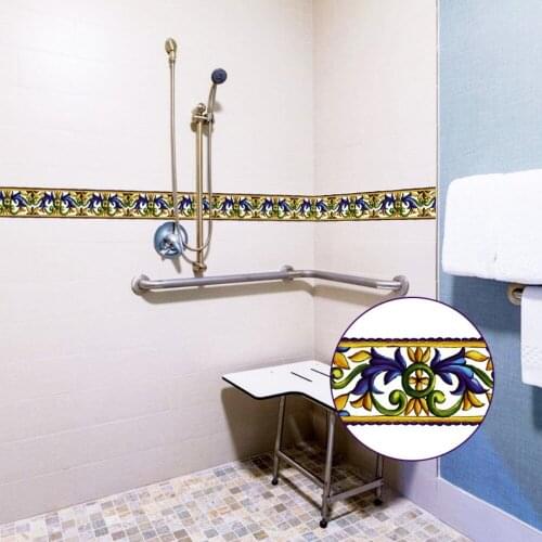 Self Adhesive Wallpaper Baseboard LivingRoom Bathroom Retro Multicolor Curly Flower Waterproof Waistline Wall Stickers YX007