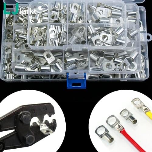 SC6-25 Assortment Tinned Copper Lugs Ring Crimp Terminals Wire Connector Bare Cable Battery Kit