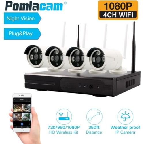4CH 1080P Wireless Security Camera System 4 Channel Wifi NVR Kit 2.0MP Outdoor CCTV IP Camera Video Surveillance Kit 2/3/4TB HDD