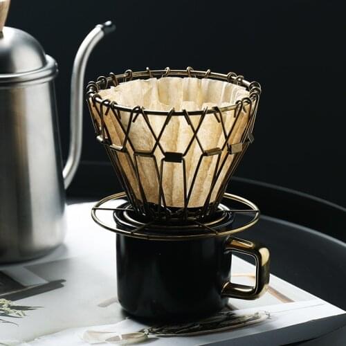 Foldable Stainless Steel Coffee Filter Holder Vintage Filters Rack Portable Reusable Pour Over Coffee Filter Stand Home Decor