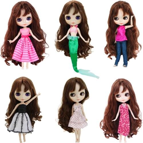 Random 1 Set Cute Daily Mini Dress Casual Outfits Skirt Clothes for Blythe Doll House Girl Toy