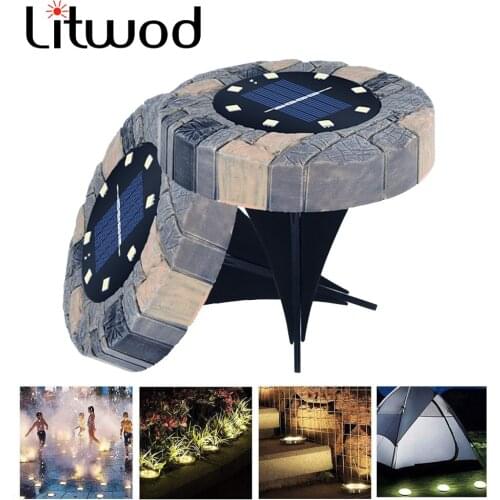 Solar charging lamp Outdoor Floor Light Garden Led Spotlights Imitation Stone 8 Led Warm & White Light Lighting Fashion lantern