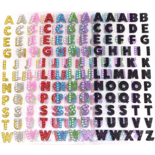 1 Set English Letters Rhinestone DIY Diamond Self adhesive Stickers Clothing Accessories DIY PC Phone Car Decor Alphabet Sticker