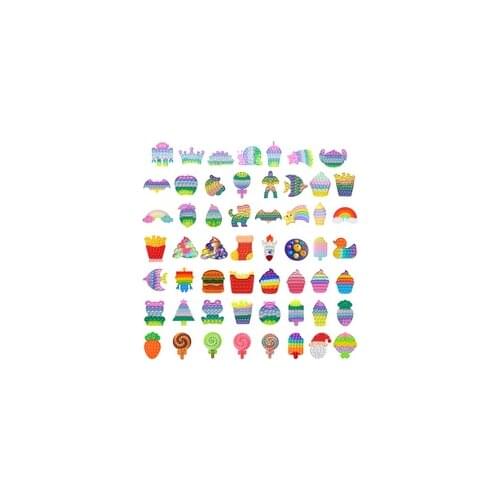 Adult Children Squishy Sensory Toy Funny Mini Push Bubble Fidget Toys Keychain Ring Autism Needs Squishy Stress Reliever Toys