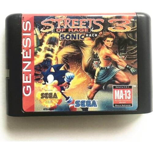 Streets Of Rage 3 Sonic Hack (NTSC-U only )For Sega Mega drive 16 bit MD Games Card For Sega Mega Drive For Genesis