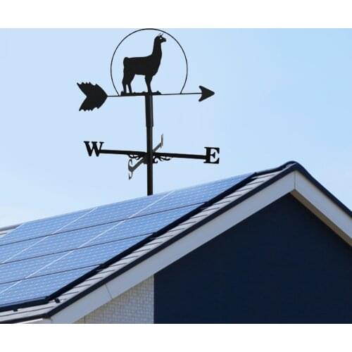 Stainless Steel Alpaca ShapFarmhouse Weather Vane Roof Mount Wind Direction Indicator Kit Garden Weather Wind Speed ner
