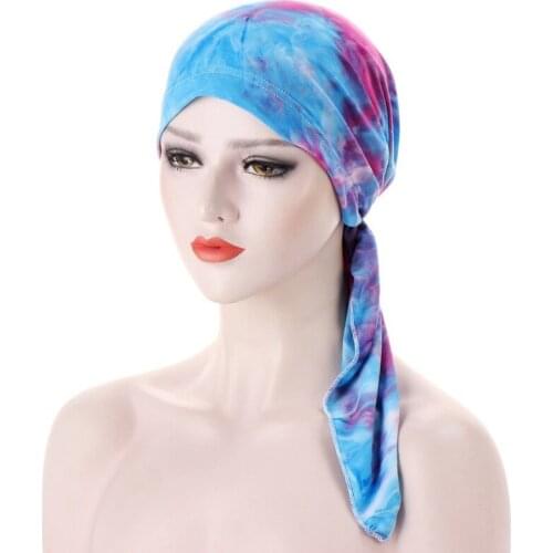 Women Fashion Bonnets New Europe/America New Tie-dye Arc Flower Cloth Cap Muslim Wrap Head Cap Milk Silk Set Head Small Cap 193