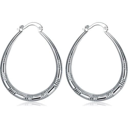 925 Sterling Silver Small U-shaped OL Spiral Corrugated Hoop Earrings Ladies Fashion Street Style OL High Quality Jewelry