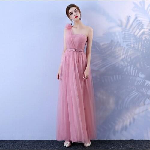 Plus Size Pink Strapless Bandage Voile Long Women Summer Dresses Party Dress Sisters Dress Graduation Hostess Party Beach