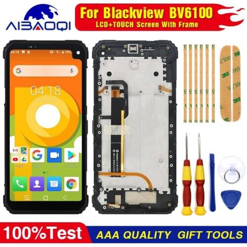 New Touch Screen LCD Display For Blackview BV6100 Digitizer Assembly With Frame Replacement Parts+Disassemble Tool