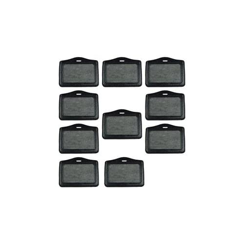 10 pcs horizontal style Black leather business ID badge card holder with slot & chain Holes by KLOUD City