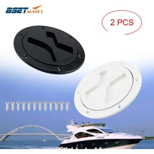 2X 4 inch ABS Round Deck Inspection Hatch Cover Plastic Boat Twist Screw Out Deck Inspection Plate Marine Yacht RV Accessories