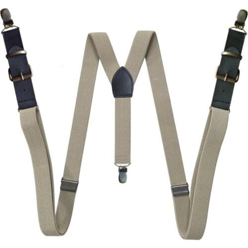 2021 Men Leather 3 Clip Elastic Braces Wedding Shirt Stay Locking Clamps Trousers Suspenders Adjustable Strap Garter Holder Belt