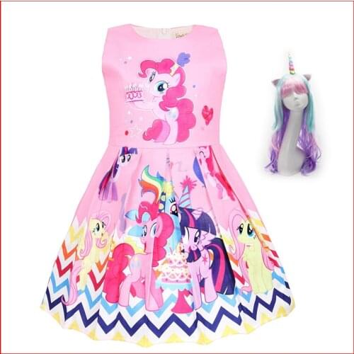 2021 Summer Princess Little Pony Rainbow Dresses For Girls Halloween Birthday Party Baby Unicorn Vestidos Dress Clothing